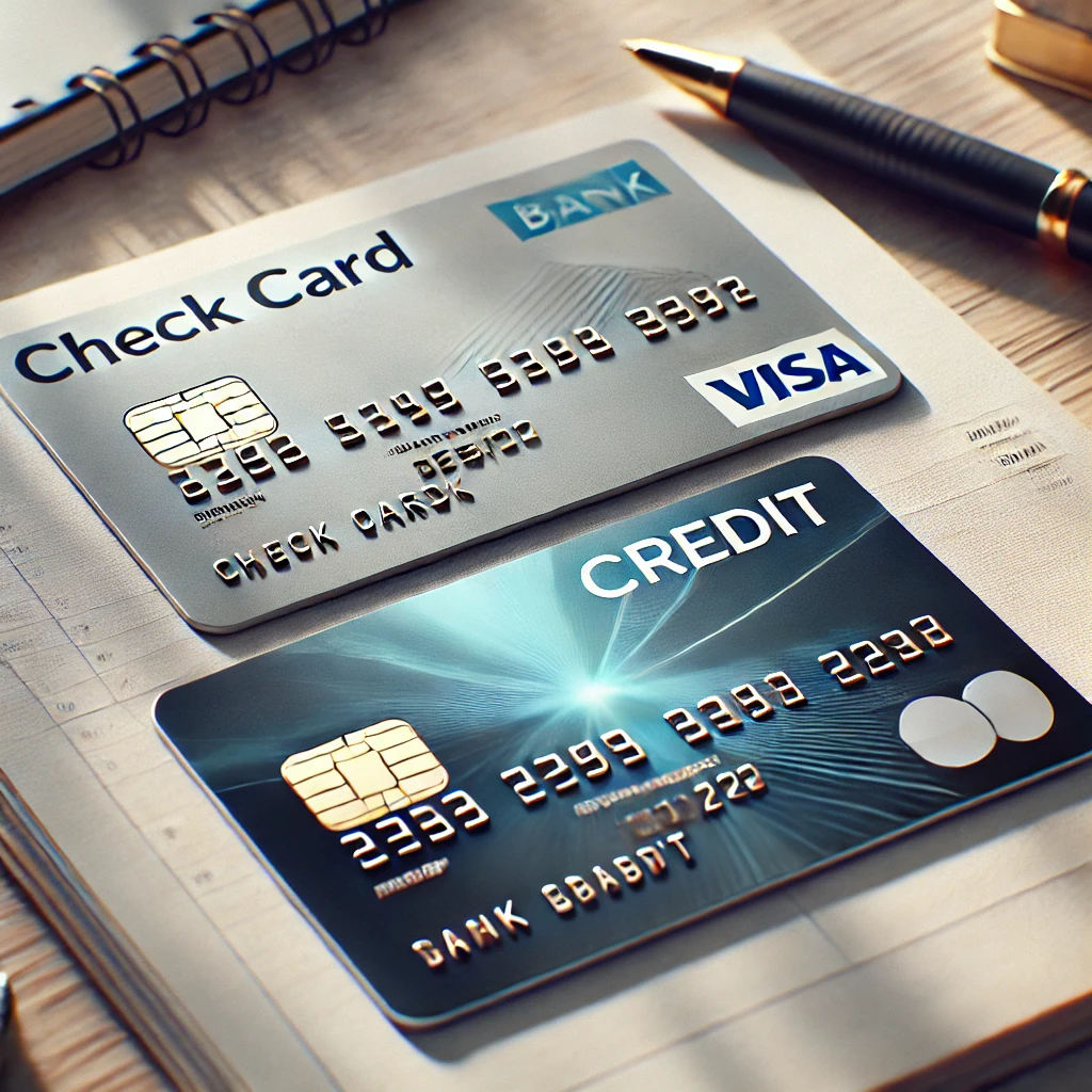 체크카드와 신용카드의 차이점을 시각적으로 비교