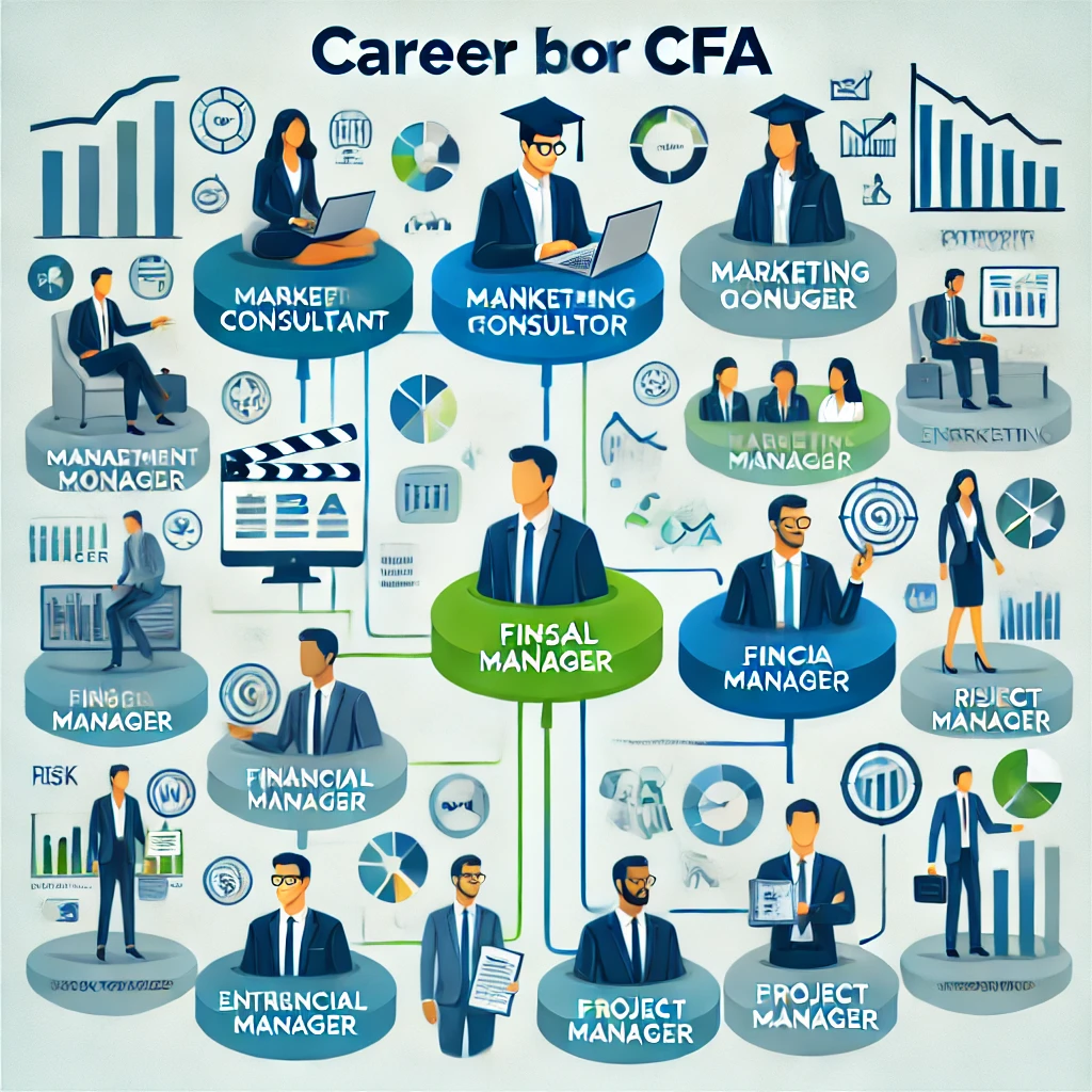 MBA와 CFA 소지자의 다양한 경력 경로를 보여주는 그래픽.