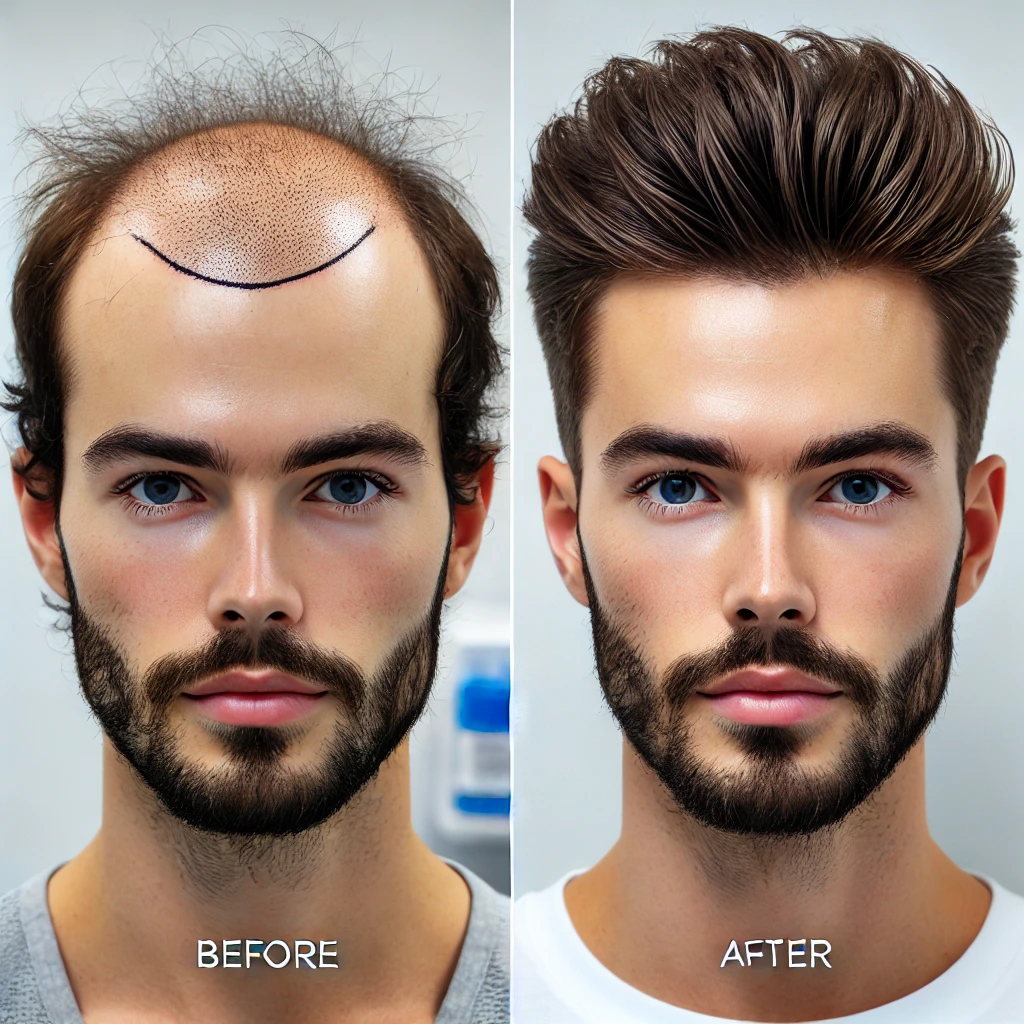 모발 이식 전후 사진으로 성공적인 결과를 보여주는 이미지