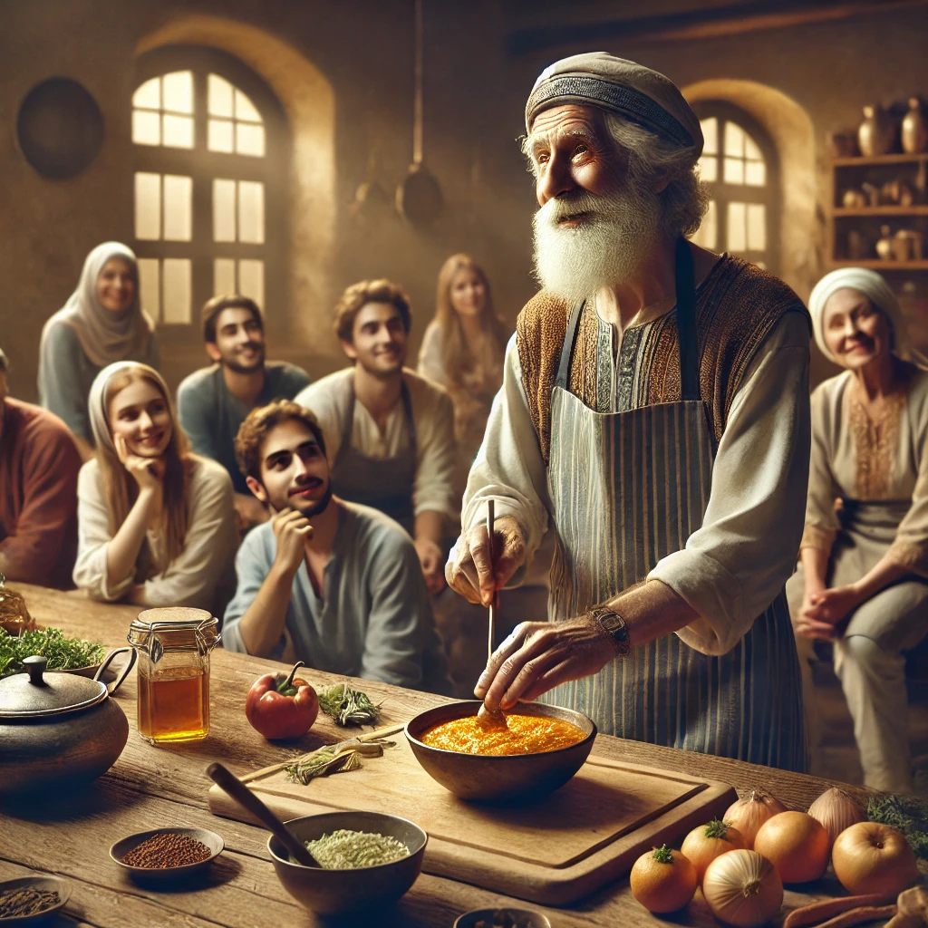 노인분들이 전통 음식을 손수 준비하며 쿠킹 클래스를 진행하는 어르신.