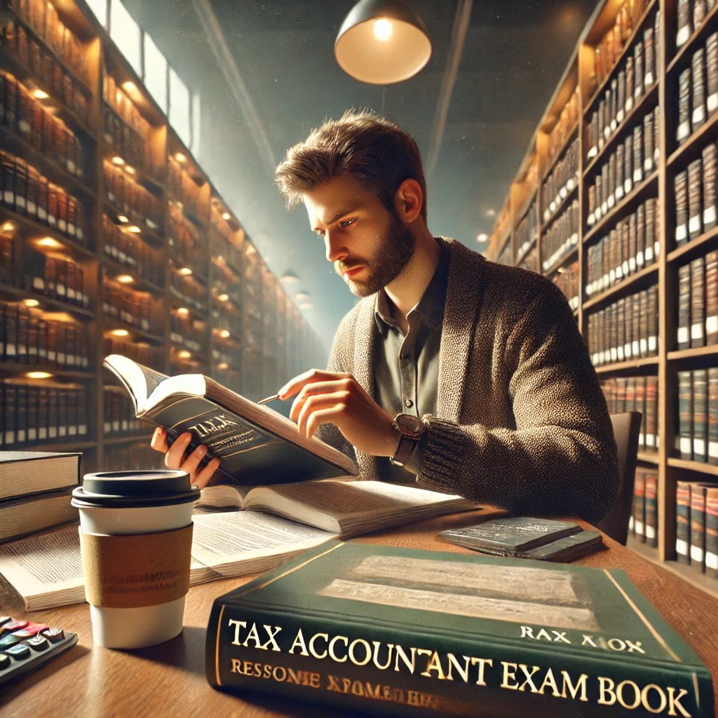 세무사 시험을 위해 도서관에서 공부하는 모습