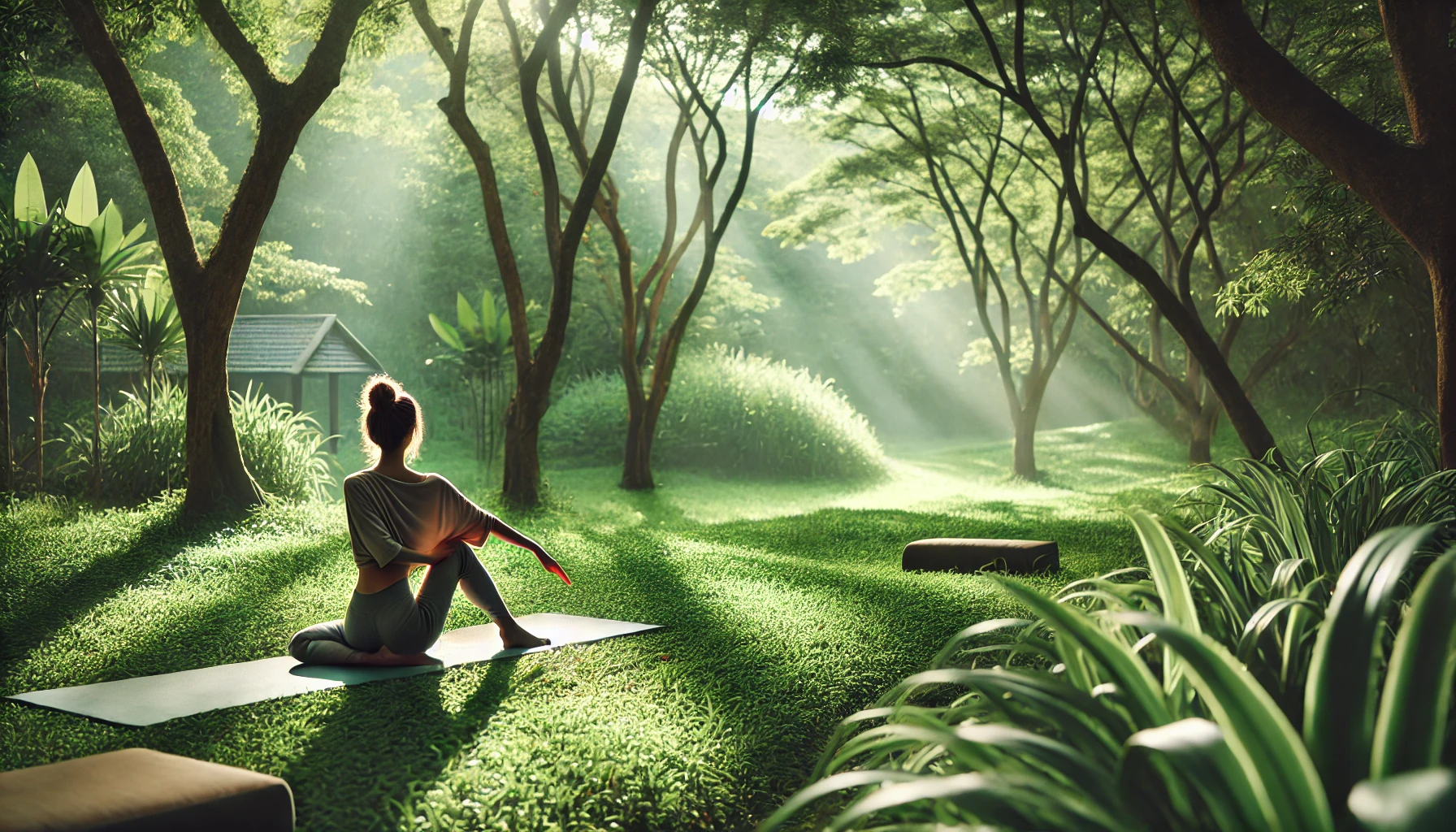 고요하고 차분한 분위기에서의 요가