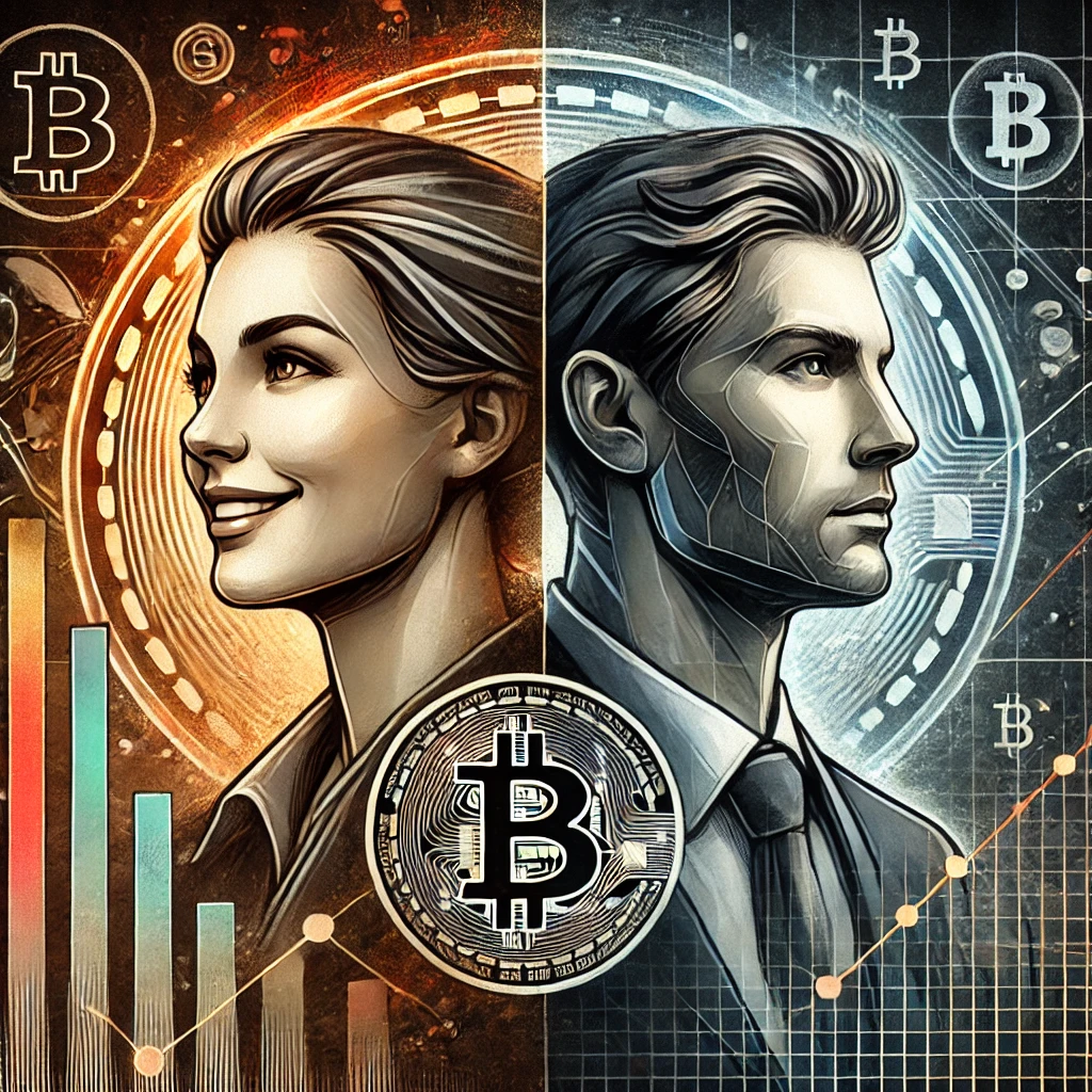 비트코인 투자자의 다양한 표정을 보여주는 이미지