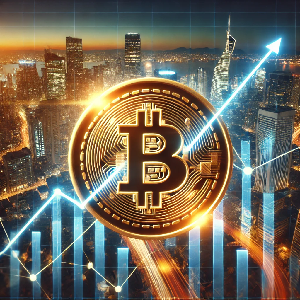 상승하는 그래프와 숫자가 보이는 이미지."