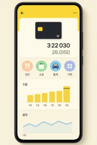 카카오뱅크 앱 UI 화면, 카드 사용내역 그래프