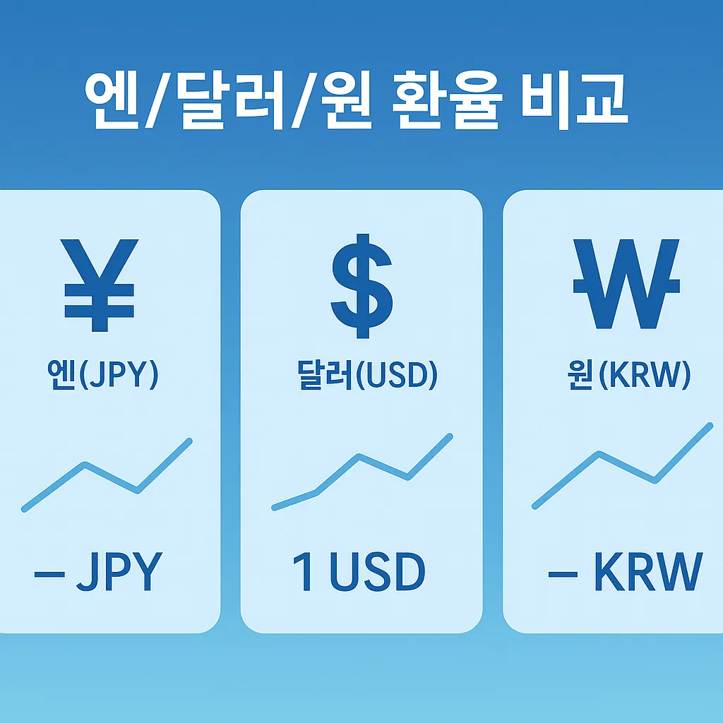 👉 엔·달러·원 환율 비교를 깔끔하게 보여주는 블루톤 인포그래픽