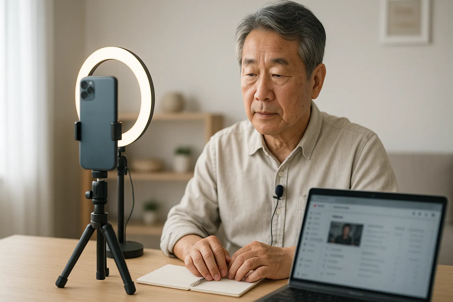시니어 유튜브 부업으로 촬영 장면