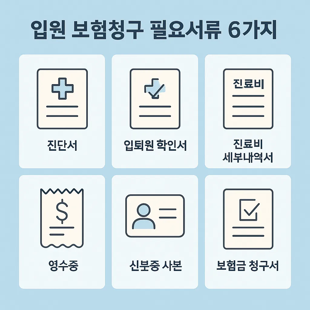 병원 입원 보험 청구 서류들