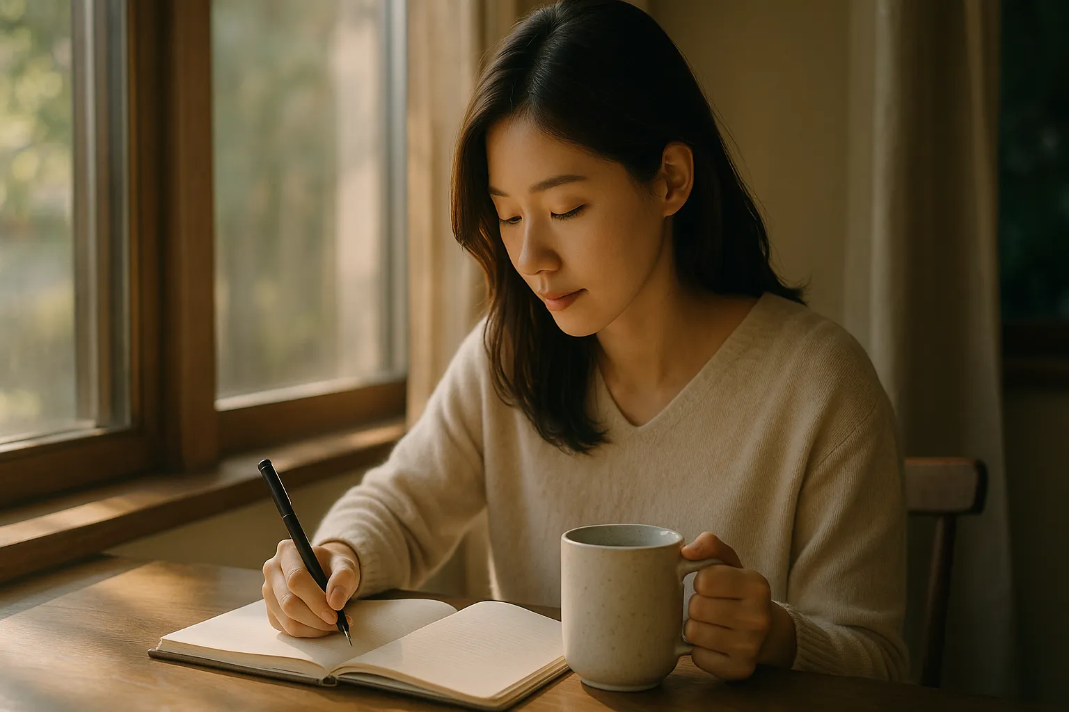 하루 소비와 생활을 기록하는 여성