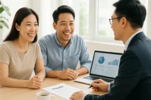 실비보험 갱신 조건 상담 받는 부부