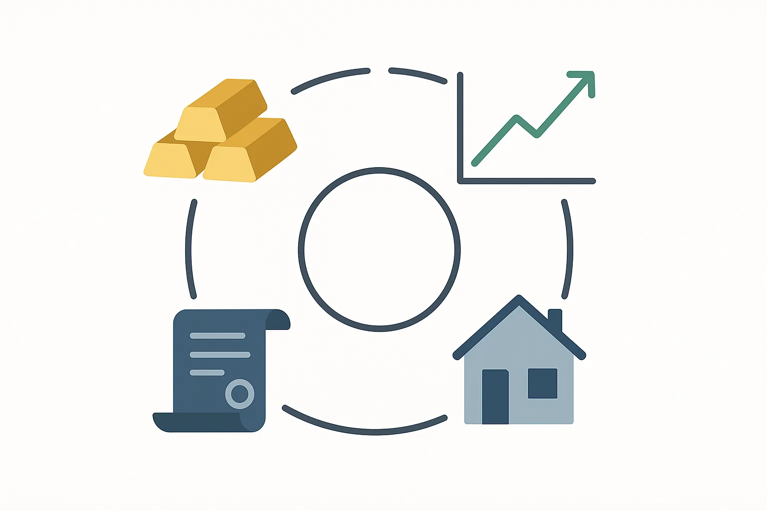금·달러·채권·부동산 등 다양한 자산이 균형을 이루는 시각화