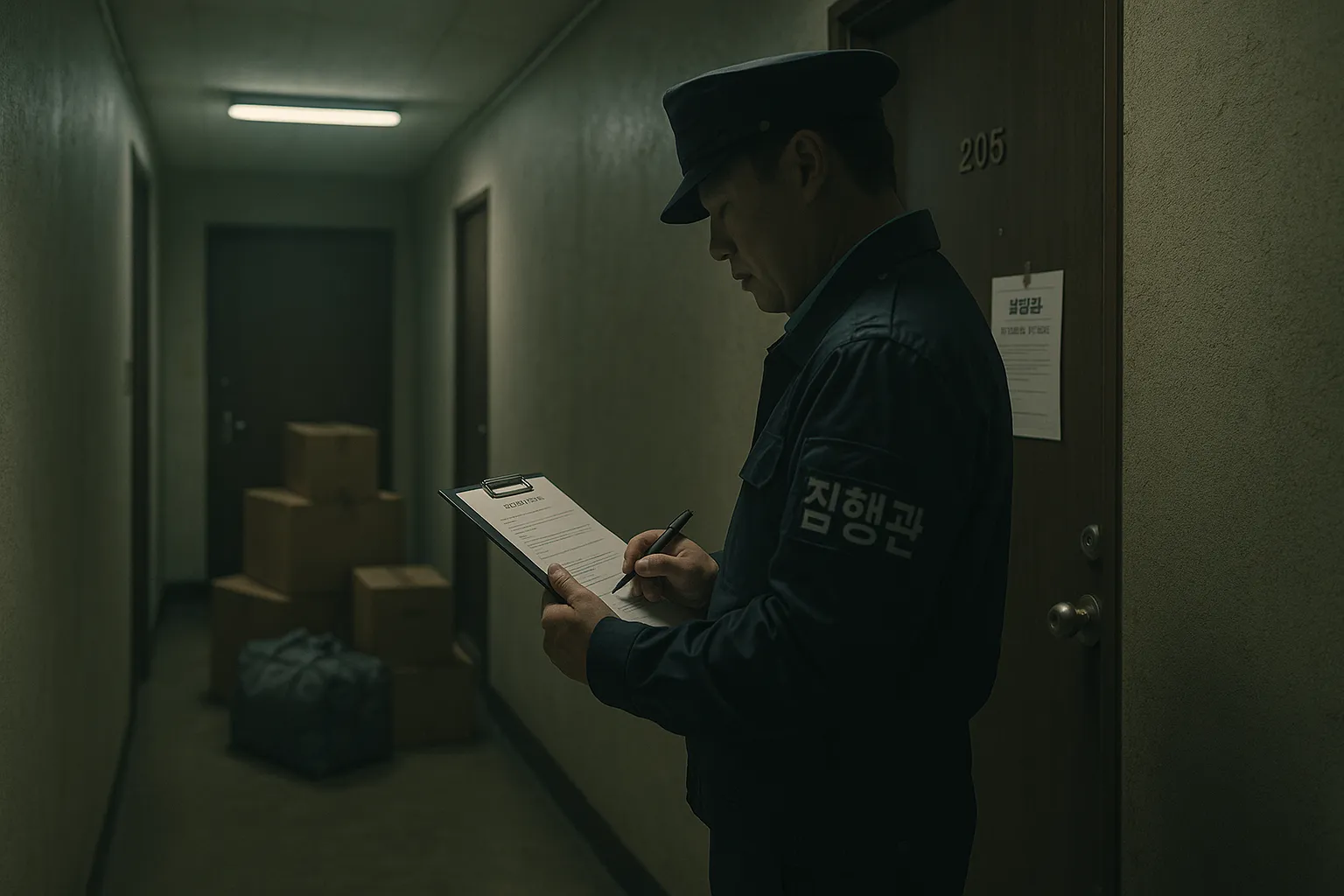 법원 집행관이 강제 집행하는 모습