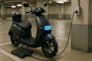 충전 중인 전기 스쿠터