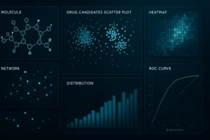 AI 알고리즘이 신약 후보물질을 시각화한 데이터 그래프