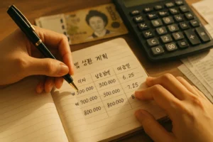 시드머니 만들기 위한 빚 상환 계획을 노트