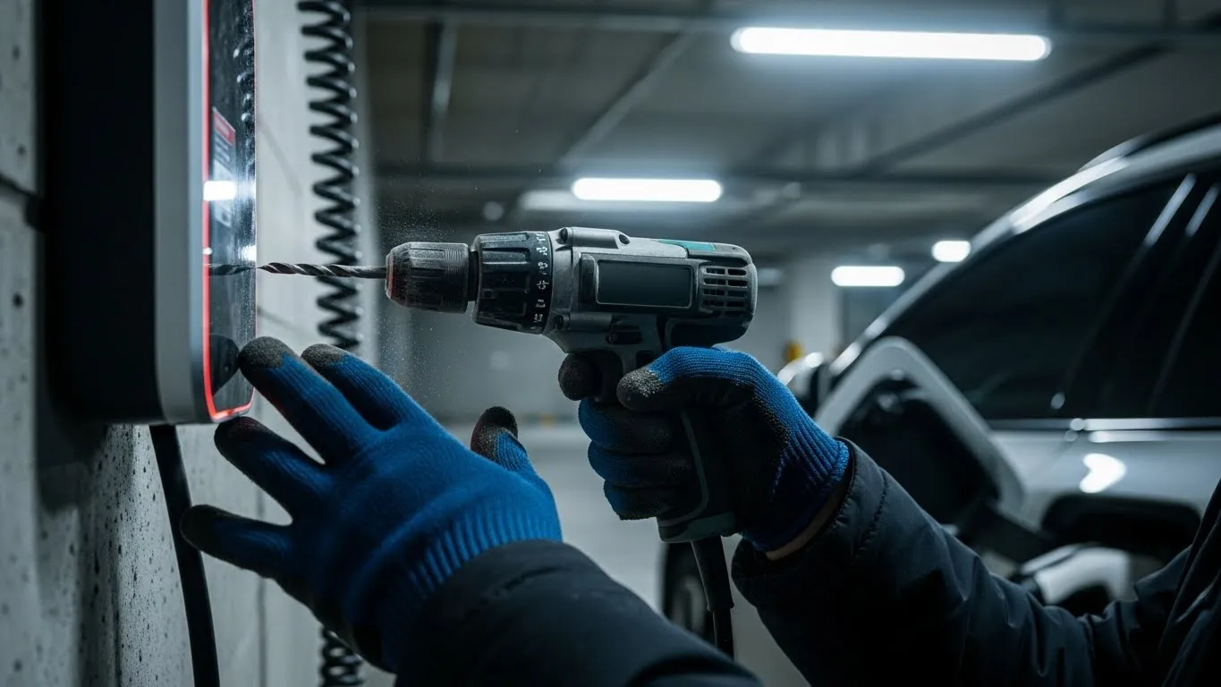 전기차 충전기 설치 장면