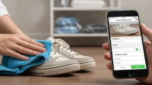 리셀 시장에 판매할 신발 촬영